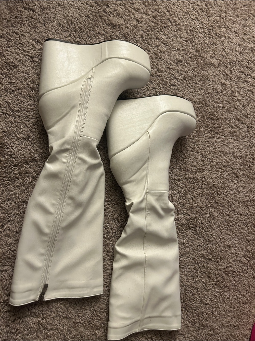 Women’s White Platform Knee-High Boots